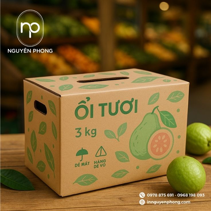 Thùng carton đựng ổi thiết kế lỗ thông hơi